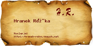 Hranek Réka névjegykártya
